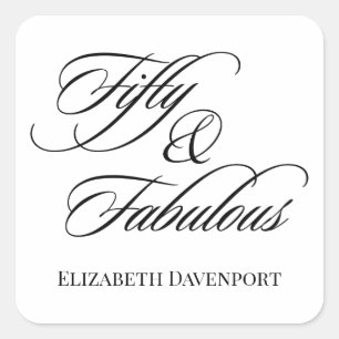 Elegant Script Vijftig en Fabulous 50ste Verjaarda Vierkante Sticker