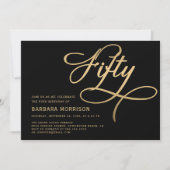 Elegant script Vijftig zwart goud 50ste verjaardag Kaart (Voorkant)