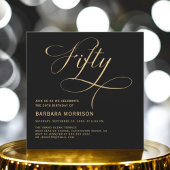 Elegant script Vijftig zwart goud 50ste verjaardag Kaart