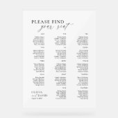 Elegant script Vind uw stoel bruiloft acryl teken Bord (Voorkant)