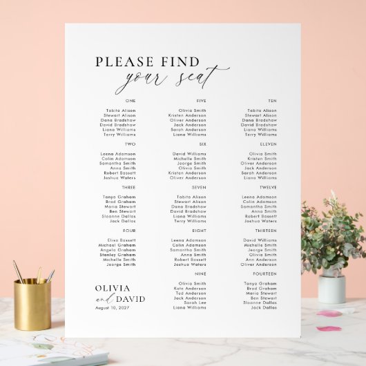 Elegant script Vind uw stoel bruiloft acryl teken Bord (Huwelijk)