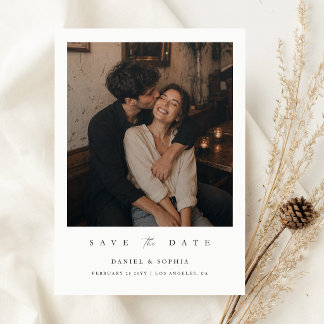 Elegant Script Vintage Foto Bruiloft Save The Date
