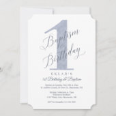 Elegant Script Violet Baby's 1e verjaardag Baptism Kaart (Voorkant)