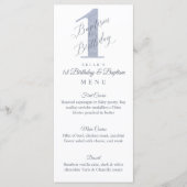 Elegant Script Violet Baby's 1e verjaardag Baptism Menu (Voorkant)