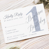 Elegant Script Violet Baby's 1e verjaardag Baptism RSVP Kaartje