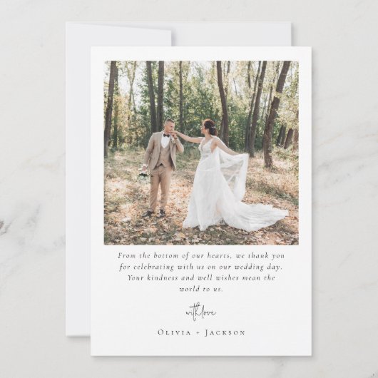 Elegant Script Volledige foto bruiloft Bedankkaart (Achterkant)
