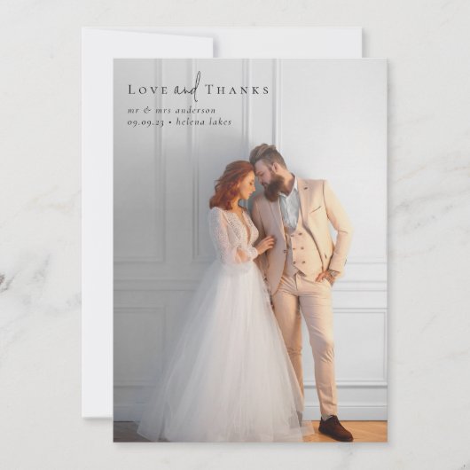 Elegant Script Volledige foto bruiloft Bedankkaart (Voorkant)