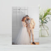 Elegant Script Volledige foto bruiloft Bedankkaart (Staand voorkant)