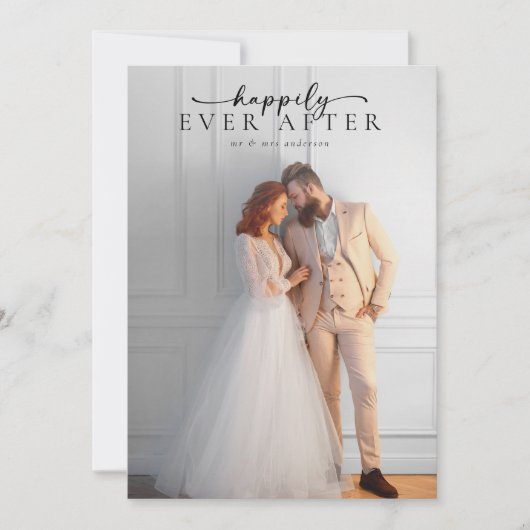 Elegant Script Volledige foto bruiloft Bedankkaart (Voorkant)
