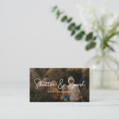 Elegant script Volledige foto fotografie QR-code Visitekaartje (Staand voorkant)