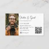 Elegant script Volledige foto fotografie QR-code Visitekaartje (Achterkant)