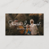 Elegant script Volledige foto fotografie QR-code Visitekaartje (Voorkant)