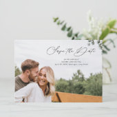 Elegant script volledige foto horizontaal save the date (Staand voorkant)