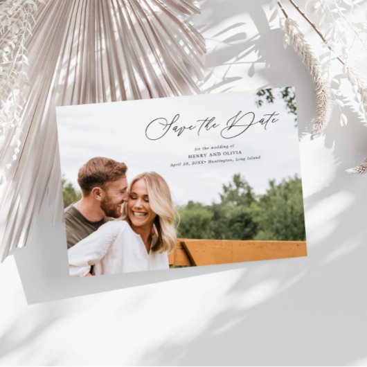 Elegant script volledige foto horizontaal save the date
