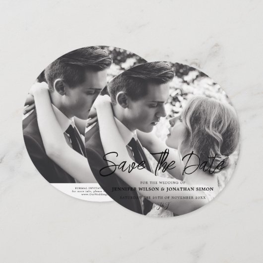 Elegant Script Volledige Foto Sjabloon Bewaar De D (Voorkant / Achterkant)