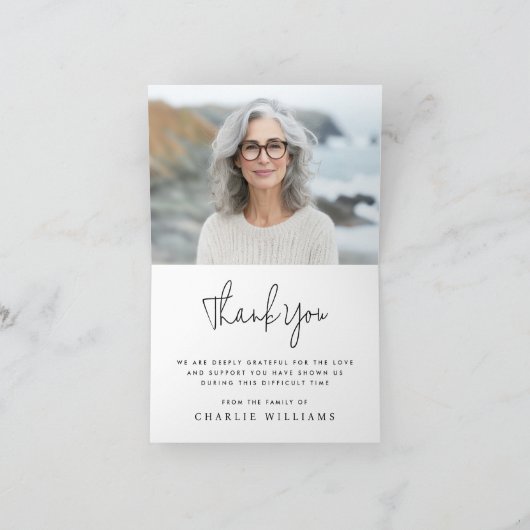 Elegant script voor altijd in ons hart begrafenisf bedankkaart (Binnen)