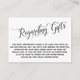 Elegant script voor cadeaus voor bruiloft informatiekaartje