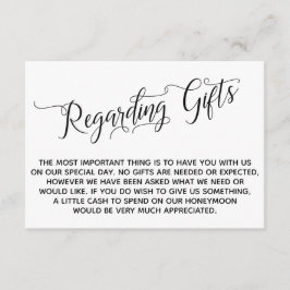 Elegant script voor cadeaus voor bruiloft informatiekaartje