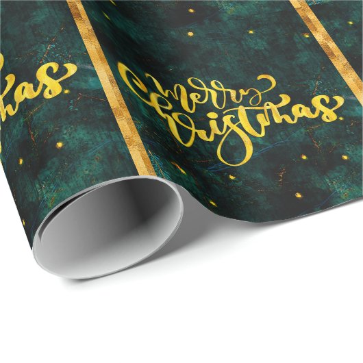 Elegant-script voor groene en gouden kerst cadeaupapier (Rol Hoek)