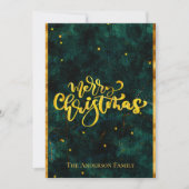 Elegant-script voor groene en gouden kerst feestdagenkaart (Voorkant)