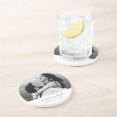 Elegant script voor modern bruiloft fotogeheugen zandsteen onderzetter (Zijkant)