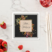 Elegant Script Vormt Herfst Floral Thanksgiving Servet (Insitu)