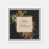 Elegant Script Vormt Herfst Floral Thanksgiving Servet (Voorkant)