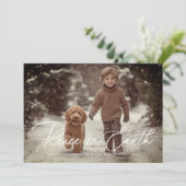 Elegant script Vrede op Aarde Foto Kerstmis Feestdagenkaart (Staand voorkant)