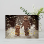 Elegant script Vrede op Aarde Foto Kerstmis Folie Feestdagenkaart (Staand Voorkant)