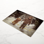 Elegant script Vrede op Aarde Foto Kerstmis Folie Feestdagenkaart (Gedraaid)