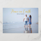 Elegant Script Vrede op Aarde Persoonlijk Folie Feestdagenkaart (Voorkant)