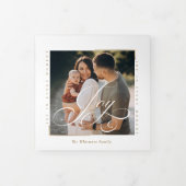 Elegant Script Vreugde in Elk Moment Fotocollage Drieluik Wenskaart (Cover)