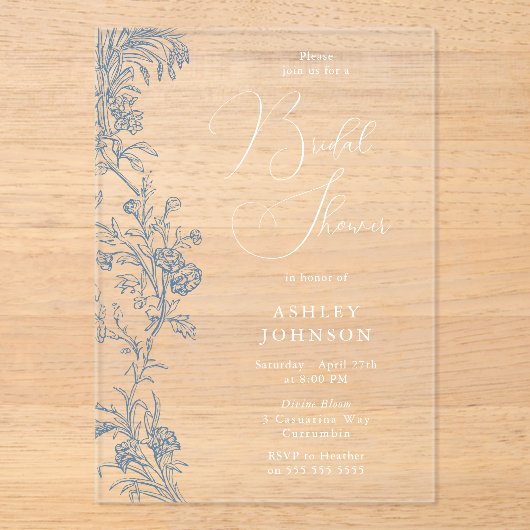  Elegant Script Vrijgezellenfeest Acryl Uitnodigingen (Voorkant)