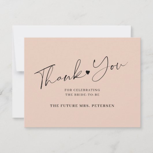Elegant script vrijgezellenfeest blush bedankkaart (Voorkant)