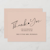 Elegant script vrijgezellenfeest blush bedankkaart (Voorkant / Achterkant)