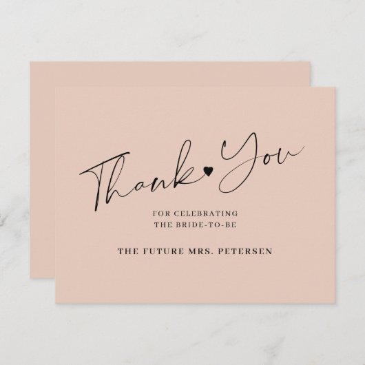 Elegant script vrijgezellenfeest blush bedankkaart (Voorkant / Achterkant)