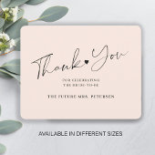 Elegant script vrijgezellenfeest blush roze bedankkaart