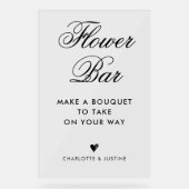 Elegant Script Vrijgezellenfeest Flower Bar Acryl Bord (Voorkant)