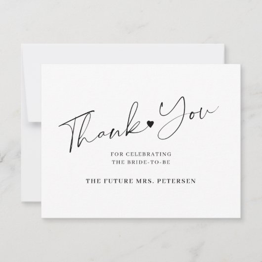 Elegant script vrijgezellenfeest wit zwart bedankkaart (Voorkant)