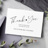 Elegant script vrijgezellenfeest wit zwart bedankkaart