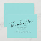 Elegant script vrijgezellenfeest zee blauw bedankkaart (Voorkant / Achterkant)