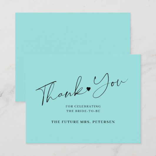 Elegant script vrijgezellenfeest zee blauw bedankkaart (Voorkant / Achterkant)