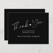 Elegant script vrijgezellenfeest zwart-wit bedankkaart (Voorkant / Achterkant)