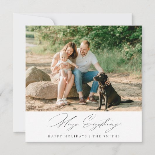 Elegant script Vrolijk alles Kust Kerstmis Feestdagenkaart (Voorkant)