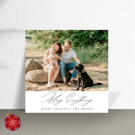 Elegant script Vrolijk alles Kust Kerstmis Feestdagenkaart