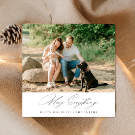 Elegant script Vrolijk alles Kust Kerstmis Feestdagenkaart