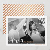 Elegant script Vrolijk en getrouwd Foto Kerstmis Feestdagenkaart (Voorkant / Achterkant)