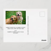 Elegant script Vrolijk kerstblauw Foto Folie Feestdagen Briefkaart (Achterkant)