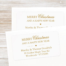 Elegant Script Vrolijk Kerstfeest Goud Retouradres Etiket