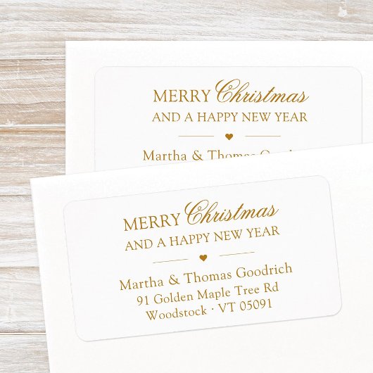 Elegant Script Vrolijk Kerstfeest Goud Retouradres Etiket